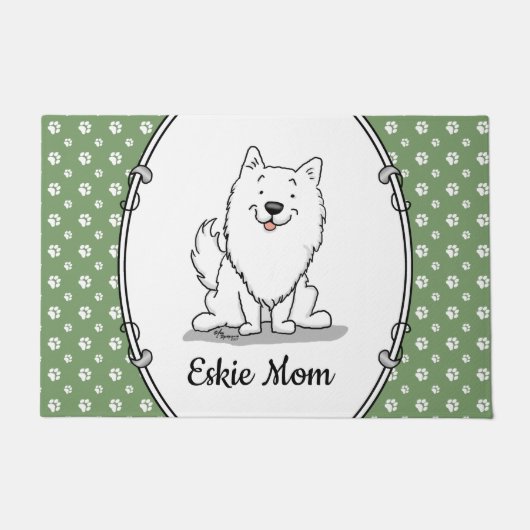 Eskie Mom - American Eskimo Dog Mom ドアマット (正面)