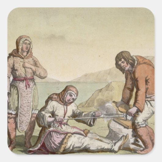 Eskimos, 1817 (カラー版木、銅版、版画) スクエアシール (正面)