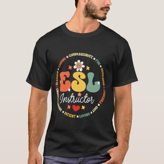 ESLインストラクター先生English As A Second Languagg Tシャツ (正面)