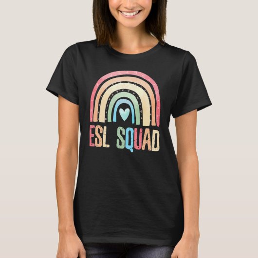 Eslスクワッド先生クルーチーム新学期英語 Tシャツ (正面)