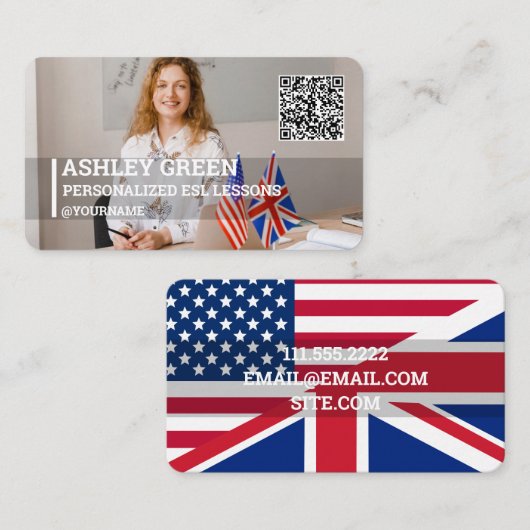 Esl先生カスタム写真QR 名刺 (正面/裏面)