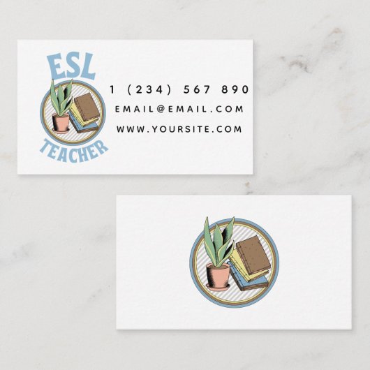 ESL先生英語インストラクターシンプルおもしろい 名刺 (正面/裏面)