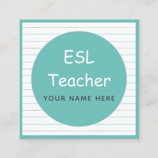 ESL先生英語インストラクターノートブックラインクール スクエア名刺 (正面)