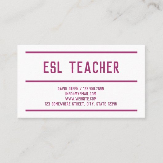 ESL英語先生 名刺 (正面)