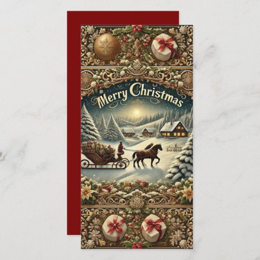 ESleighに乗ってクリスマス応援ホリデーカード シーズンカード (正面/裏面)