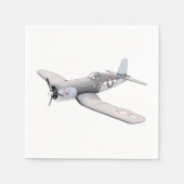 ESM F-4Uコルセア軍隊航空機鉛筆スケッチ スタンダードカクテルナプキン (正面)