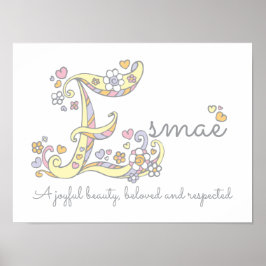 Esmae girls name meaning letter E poster ポスター