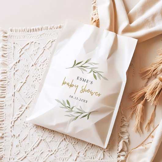 ESMEボヘミアン緑&金ゴールドベビーシャワー フェイバーバッグ