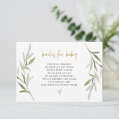 ESME緑の金ゴールド赤ちゃんシャワーブックベビーカード 招待状 (スタンド正面)