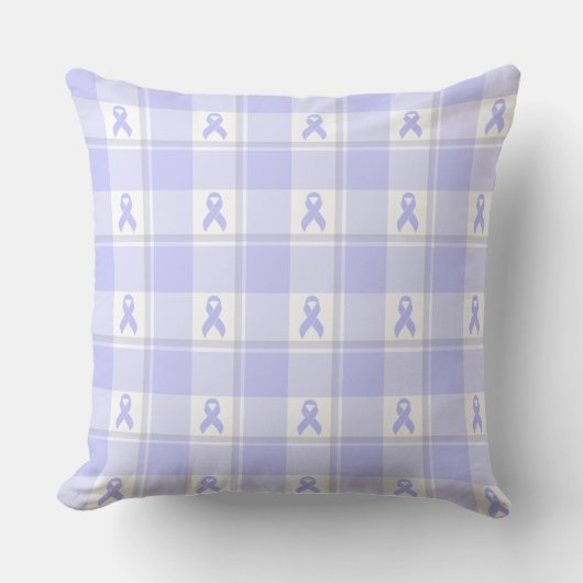 Esophageal Cancer Awareness Plaid Periwinkle クッション (正面)