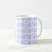 Esophageal Cancer Awareness Plaid, Periwinkle コーヒーマグカップ (正面右)