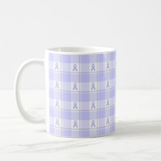 Esophageal Cancer Awareness Plaid, Periwinkle コーヒーマグカップ (左)