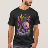Esoteric Axolotl Pet Crystals Cute Illustration Tシャツ (正面)