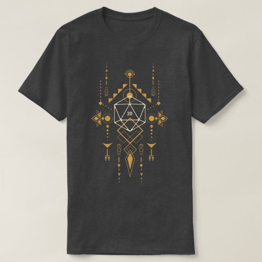 Esoteric D20サイコロ幾何形状 Tシャツ (デザイン正面)
