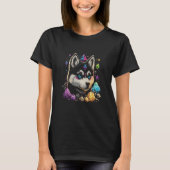 Esoteric Husky Dog Crystals Cute Illustration 2 Tシャツ (正面)
