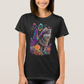 Esoteric Husky Dog Crystals Cute Illustration  2 Tシャツ (正面)