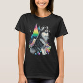 Esoteric Husky Dog Crystals Cute Illustration Tシャツ (正面)