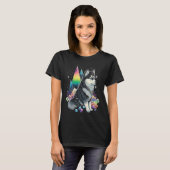 Esoteric Husky Dog Crystals Cute Illustration Tシャツ (正面フル)