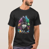 Esoteric Husky Dog Crystals Cute Illustration Tシャツ (正面)