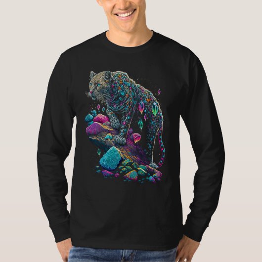 Esoteric Leopard Crystals Cute Illustration  2 Tシャツ (正面)
