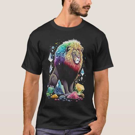 Esoteric Lion Crystals Cute Illustration  2 Tシャツ (正面)