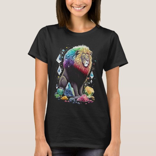 Esoteric Lion Crystals Cute Illustration  2 Tシャツ (正面)