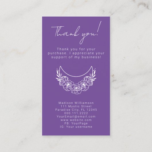 Esoteric Psychic モダン Photo Customer Thank 名刺 (裏面)