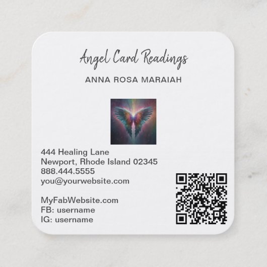 *~* Esoteric QR神秘的なレインボーエンジェルウィングスAP78 スクエア名刺 (裏面)