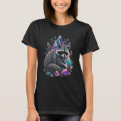 Esoteric Racoon Pet Art Crystals Cute Illustration Tシャツ (正面)
