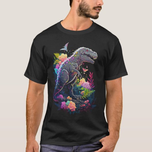 Esoteric Rex Trex Crystals Cute Illustration  2 Tシャツ (正面)