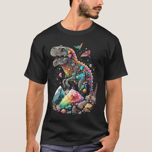 Esoteric Rex Trex Crystals Cute Illustration  2 Tシャツ (正面)