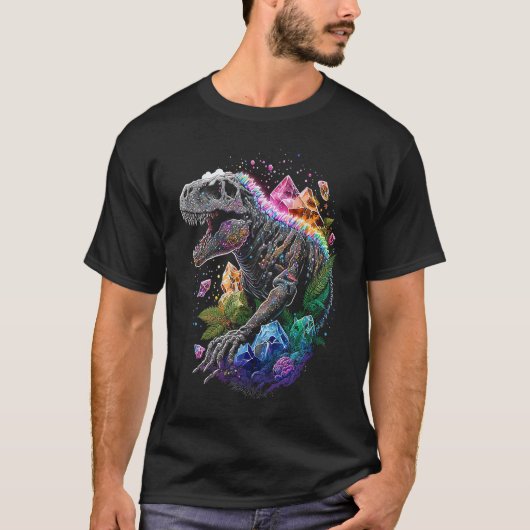 Esoteric Rex Trex Crystals Cute Illustration 3 Tシャツ (正面)