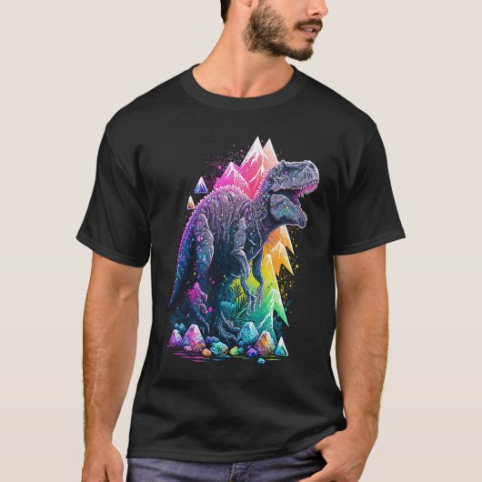 Esoteric Rex Trex Crystals Cute Illustration  6 Tシャツ (正面)