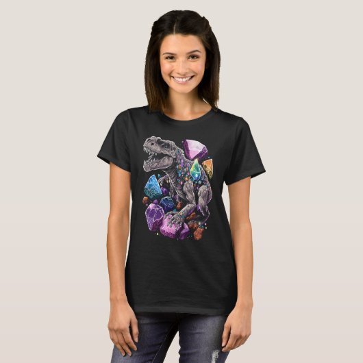 Esoteric Rex Trex Crystals Cute Illustration  7 Tシャツ (正面フル)