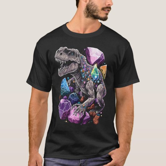Esoteric Rex Trex Crystals Cute Illustration  7 Tシャツ (正面)