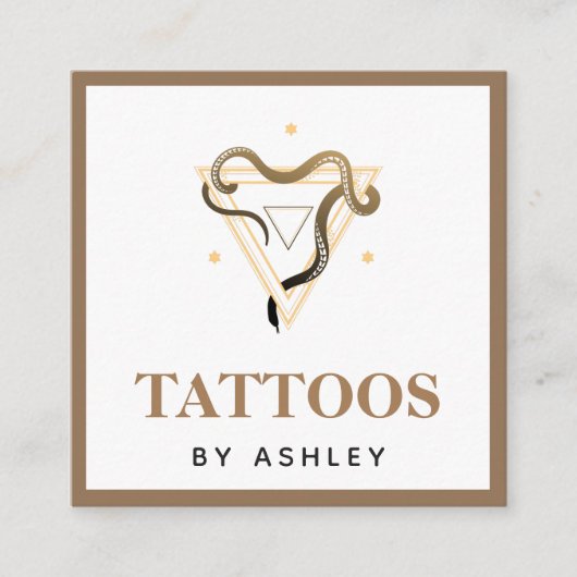 Esoteric Snake Brown Tattoo Artist Social Media スクエア名刺 (正面)