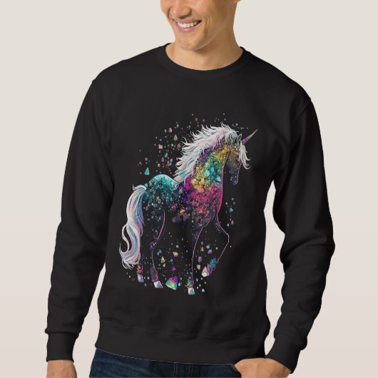 Esoteric Unicorn Crystals Cute Illustration スウェットシャツ (正面)