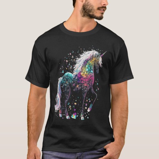 Esoteric Unicorn Crystals Cute Illustration Tシャツ (正面)