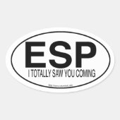 ESPユおもしろいーロデカールスタイルスローガン 楕円形シール (正面)