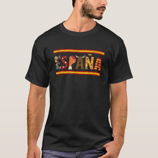 Espana Spain Flag Fiesta Spanish Roots Espanol Spa Tシャツ (正面)
