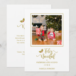 Español Dorado Minimalista Navidad Foto Familia シーズンカード