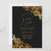 Espanol Invitación Boda Elegant Black Gold Wedding 招待状 (正面)