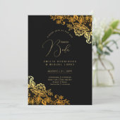 Espanol Invitación Boda Elegant Black Gold Wedding 招待状 (スタンド正面)