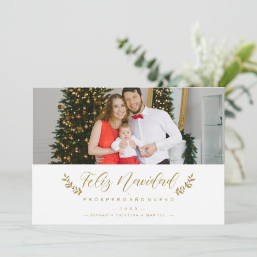 Español Moderna Tipografía Feliz Navidad Foto (スタンド正面)
