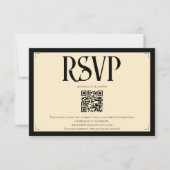 Espanol  Monogram Art Deco Ivory Wedding QR code 出欠カード (正面)