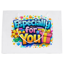 Especially for You – Cute Floral & Gift Bag Design ラージペーパーバッグ