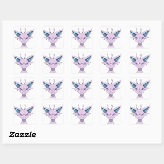 Espeon Evolution Purple Psychic Pokemon Sticker |  スクエアシール (シート)