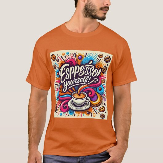 Espresso自分のコーヒーユーモア Tシャツ (正面)