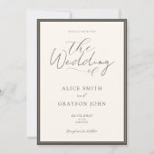 Espresso Beige Script Classic Minimalist Wedding 招待状 (正面)