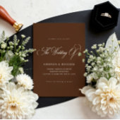 Espresso Brown Elegant Fall Wedding Invitation 招待状